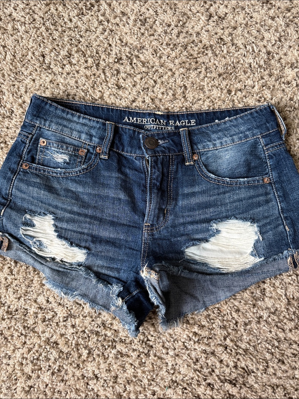American Eagle Outfitters Blue Distressed Denim Cutoff Shorts